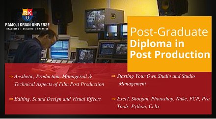 ramojikrianuni's tweet photo. PG Diploma in Post Production.
https://t.co/MvSLwP0Aix
#JoinRKU #ShortTermCourses #AdmissionOpen #PassionIntoProfession #PostProduction https://t.co/JlklkgwW9L