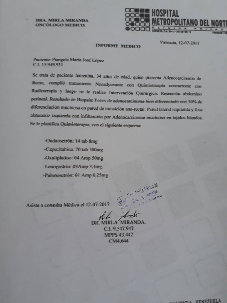 rafaelrumbosgil's tweet photo. #ServicioPublico #Urgente Paciente con cáncer requiere para tratamiento 04 (Amp) de Oxaliplatino 50 mg. Piangela López 04144187311 https://t.co/NrA6Tol1ak