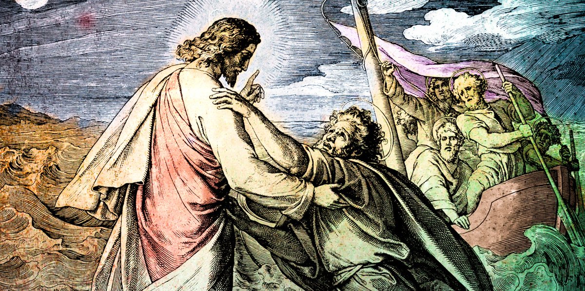 JamesMartinSJ's tweet photo. Gospel: Peter can walk on water when he keeps Jesus in sight. When he doesn't he sinks. With God, we can do anything. Without God, nothing. https://t.co/Bx0akXxspp