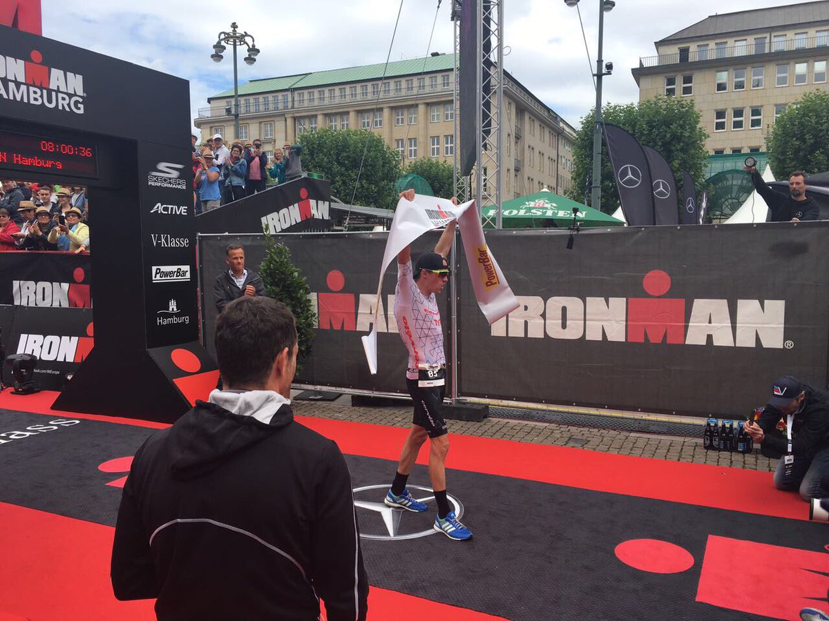 IRONMANLive's tweet photo. .@JamesCunnama nails the win #IMHamburg thanks to 49:05 swim / 4:24:32 bike / 2:40:58 run - 8:00:36 overall, new official pb in @IRONMANtri https://t.co/SPIhHezQci