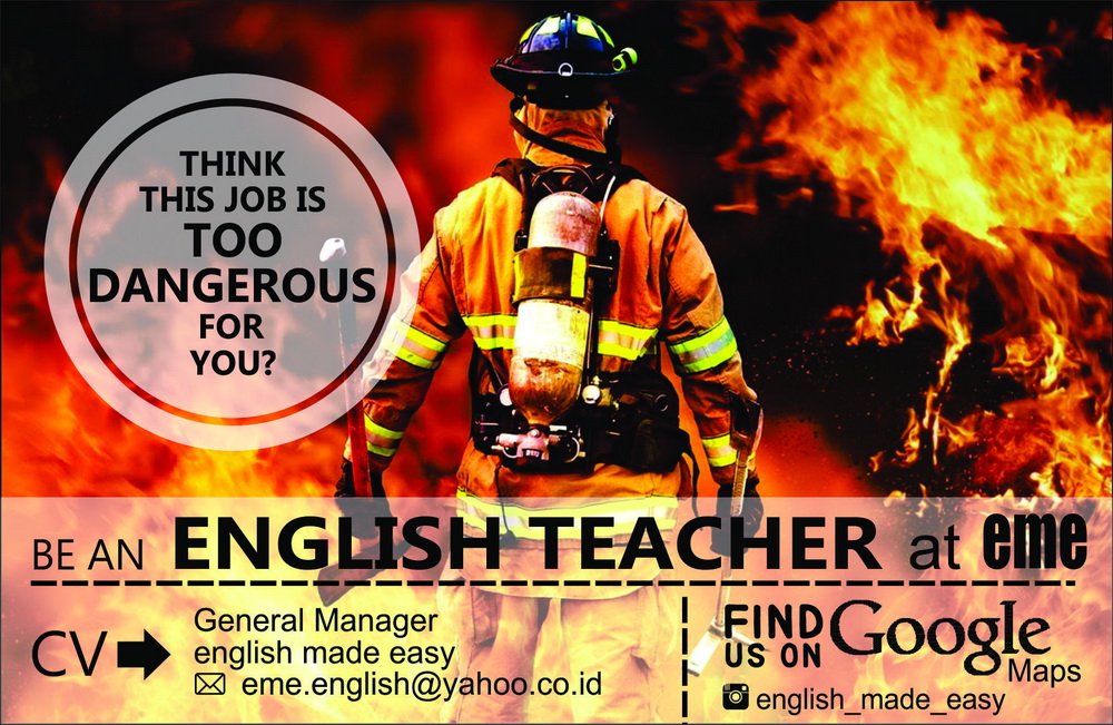 emezing's tweet photo. @JogjaUpdate #jogjalowker English Teachers | Full/PartTime | Max26th | D3/S1 | english made easy, Jl.Perumnas E19 YK https://t.co/PVVjW0qiFM