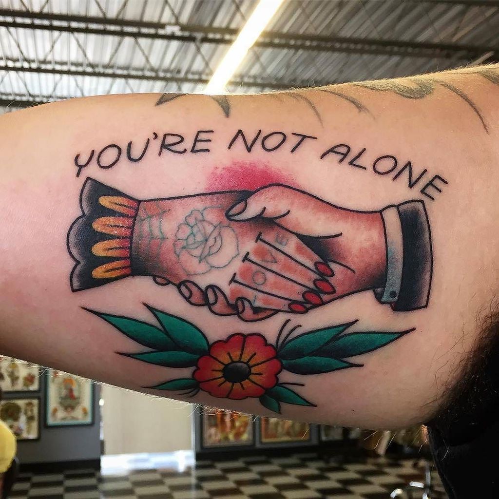 You're Not Alone by <a href="/rclarketattoos/">Ryan Clarke</a> at Tattoo Paradise in Washington, DC. #yourenotalone #friends #handshake #flow… ift.tt/2uCqL1O