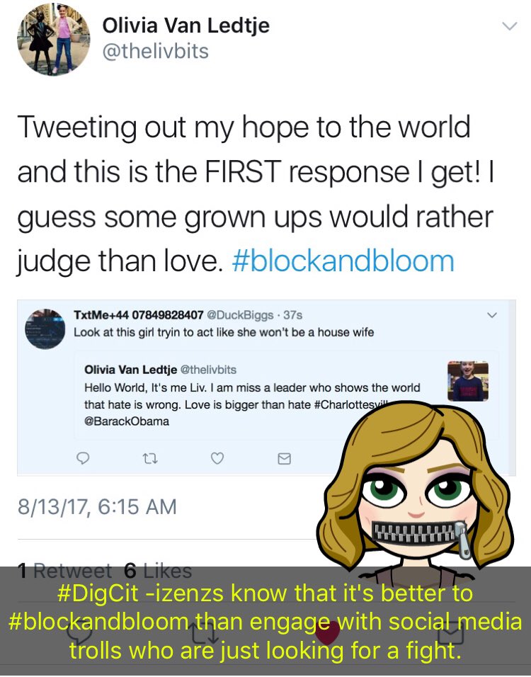 DrKMattson's tweet photo. . @thelivbits knows it's better to #blockandBLOOM than engage the haters! #digcitsnaps #digcit https://t.co/H3FrWRUSG4
