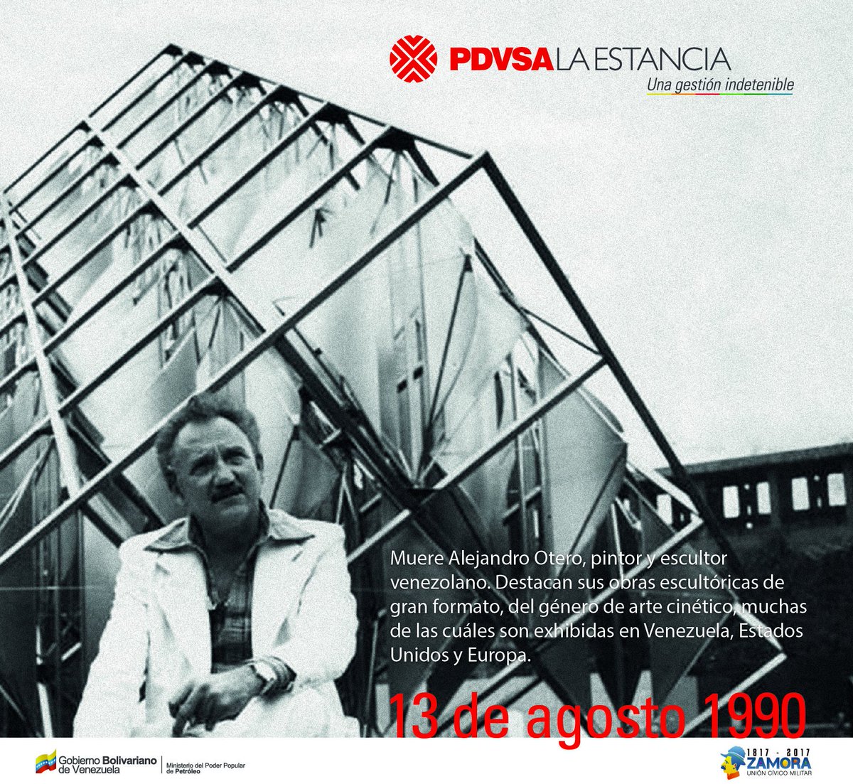 #TalDiaComoHoy muere el artista venezolano Alejandro Otero. Su legado y su arte sigue y seguirá embelleciendo el país. #13Ago