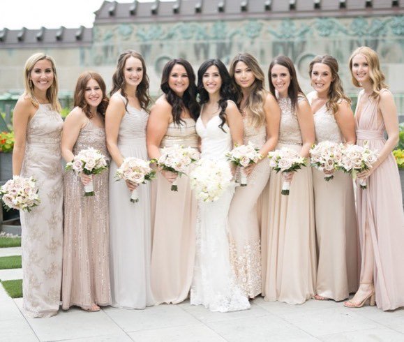 mismatched champagne bridesmaid dresses