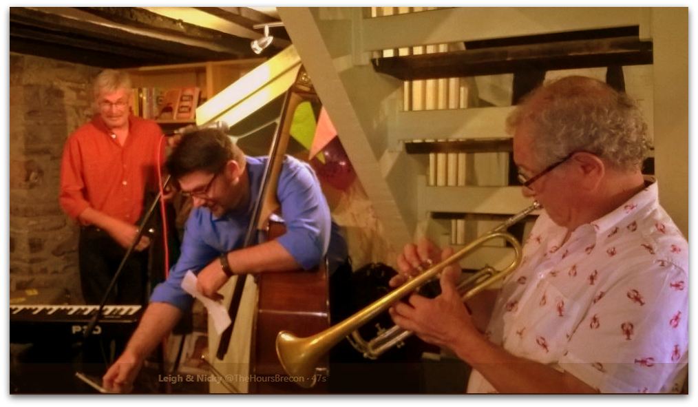 TheHoursBrecon's tweet photo. #KeithLittleTrio with @cerirwilliams trumpet &amp; @donniejoemusic bass. Worth the booking just for the red jeans &amp; blue suede shoes alone...🎶💕🎵 https://t.co/JwnTAUtDZc
