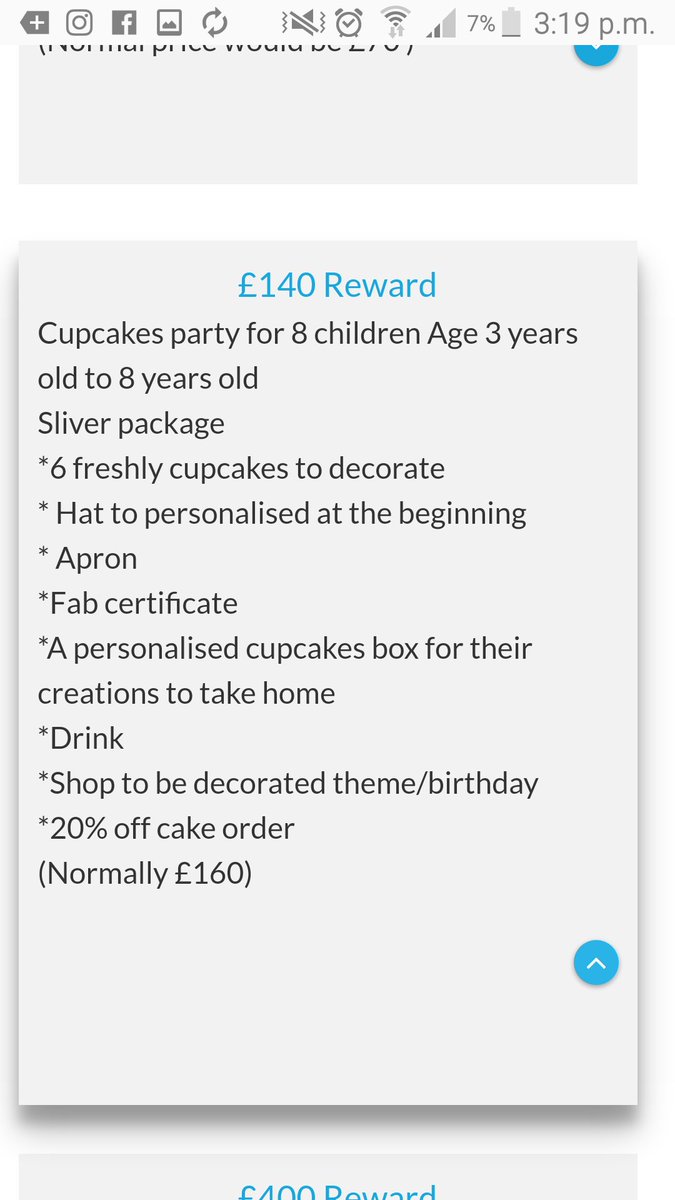 Cupcakes parties.
This reward is on my crowdfunding 
crowdfunder.co.uk/spectacular-ca…