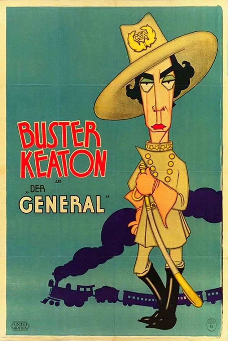 cinephage's tweet photo. Affiche du film : "le mécano de la général" de Buster Keaton (1926). Un style graphique original et efficace 👌🙌 https://t.co/dktC0nsArw