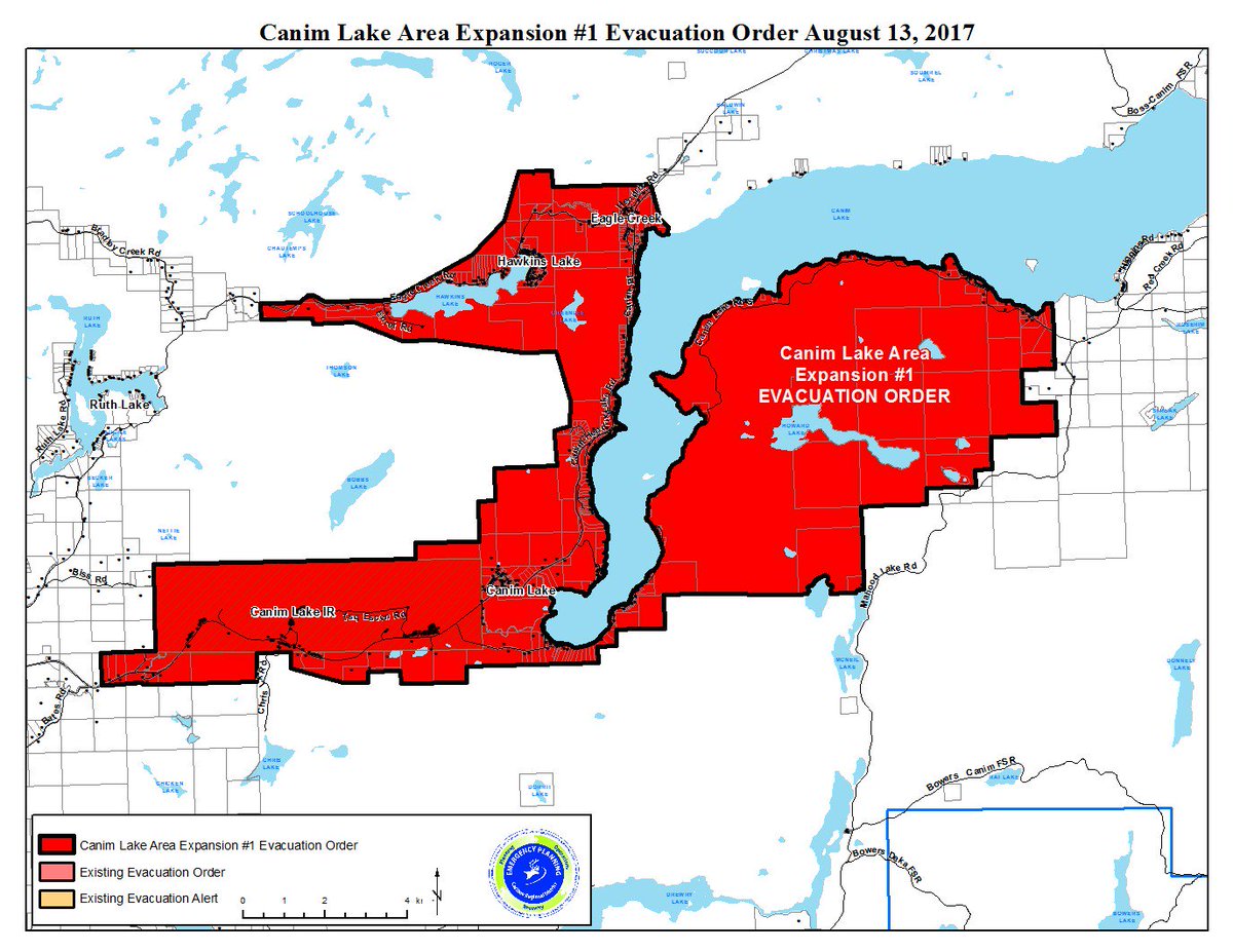 CaribooRD's tweet image. Evacuation order for Canim Lake Area to Bates Road to Mahood Lake Lake Road. #BCwildfire