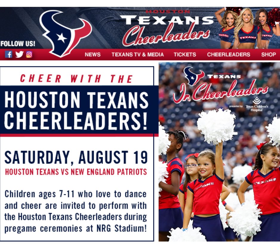 SpaceGirlWendy's tweet photo. My kid is so extra. ๐
#HTCJrCheer #CheerPractice THANK YOU @TexansCheer https://t.co/QtBcIKiefy