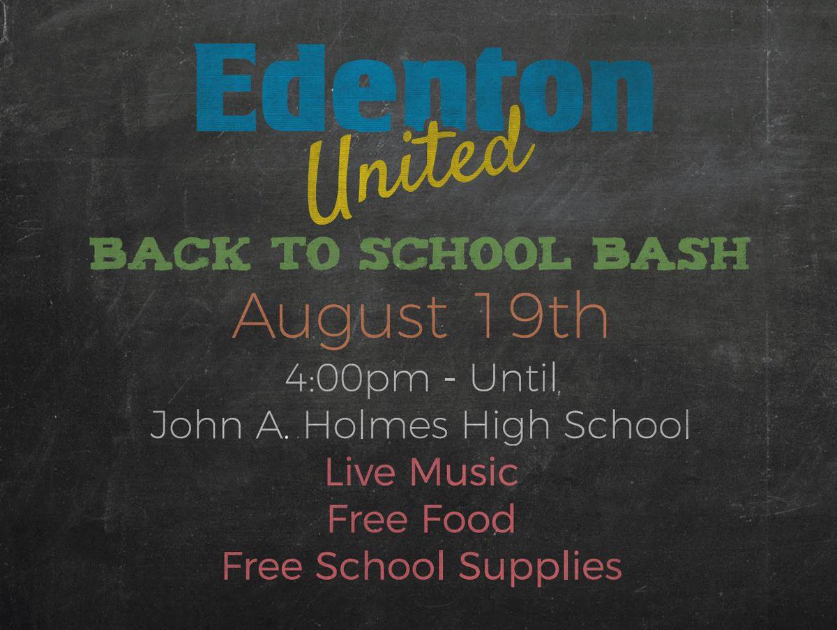 Dr_Rob_Jackson's tweet photo. Thank you to our faith and business communities for sponsoring, planning, and hosting Edenton United Back-to-School Bash! Please join us! https://t.co/uYVgwJykiP