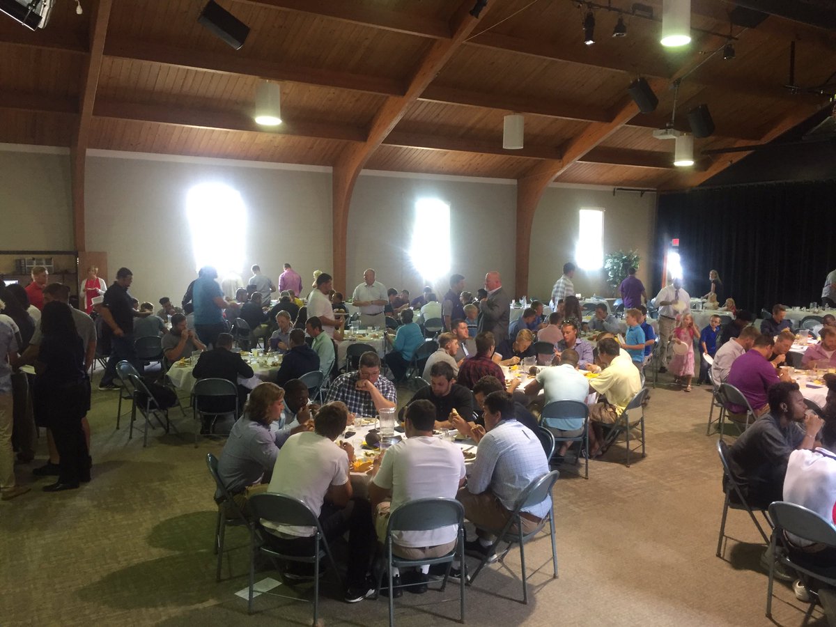Special thanks to College Church for feeding the football team after Church today! #GoldStandard