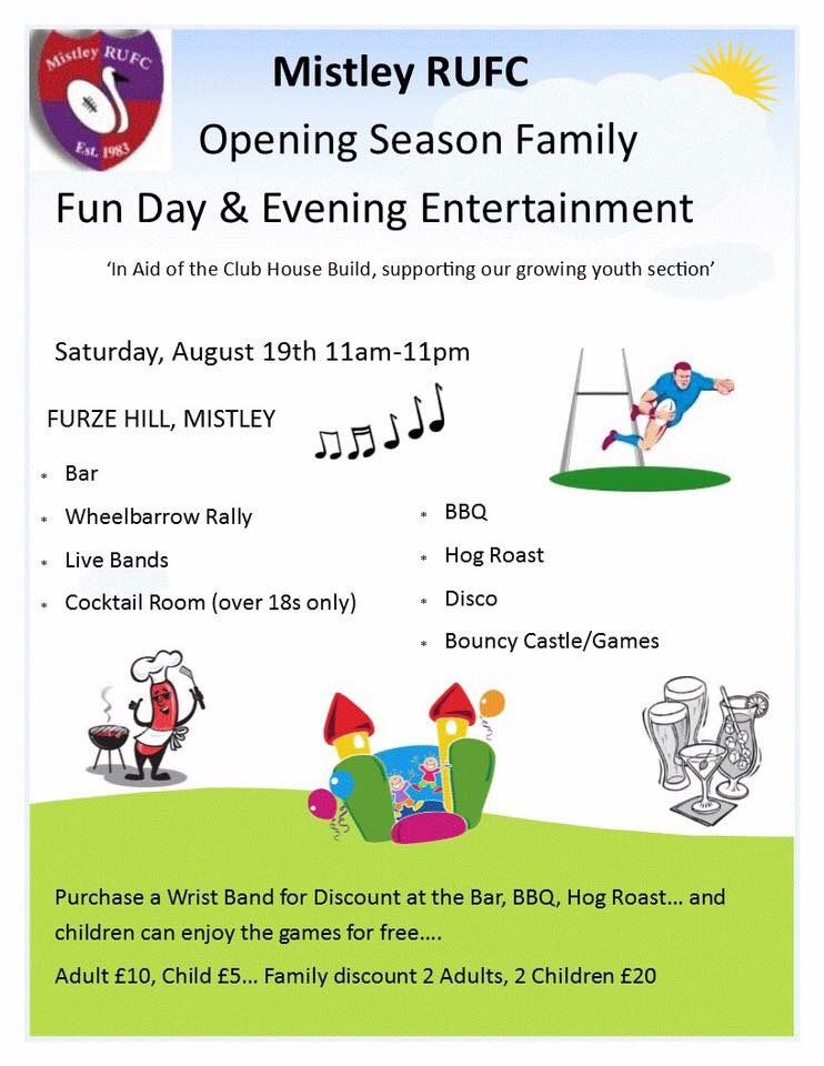 Next Saturday Mistley RUFC entertainment to raise money for new clubhouse