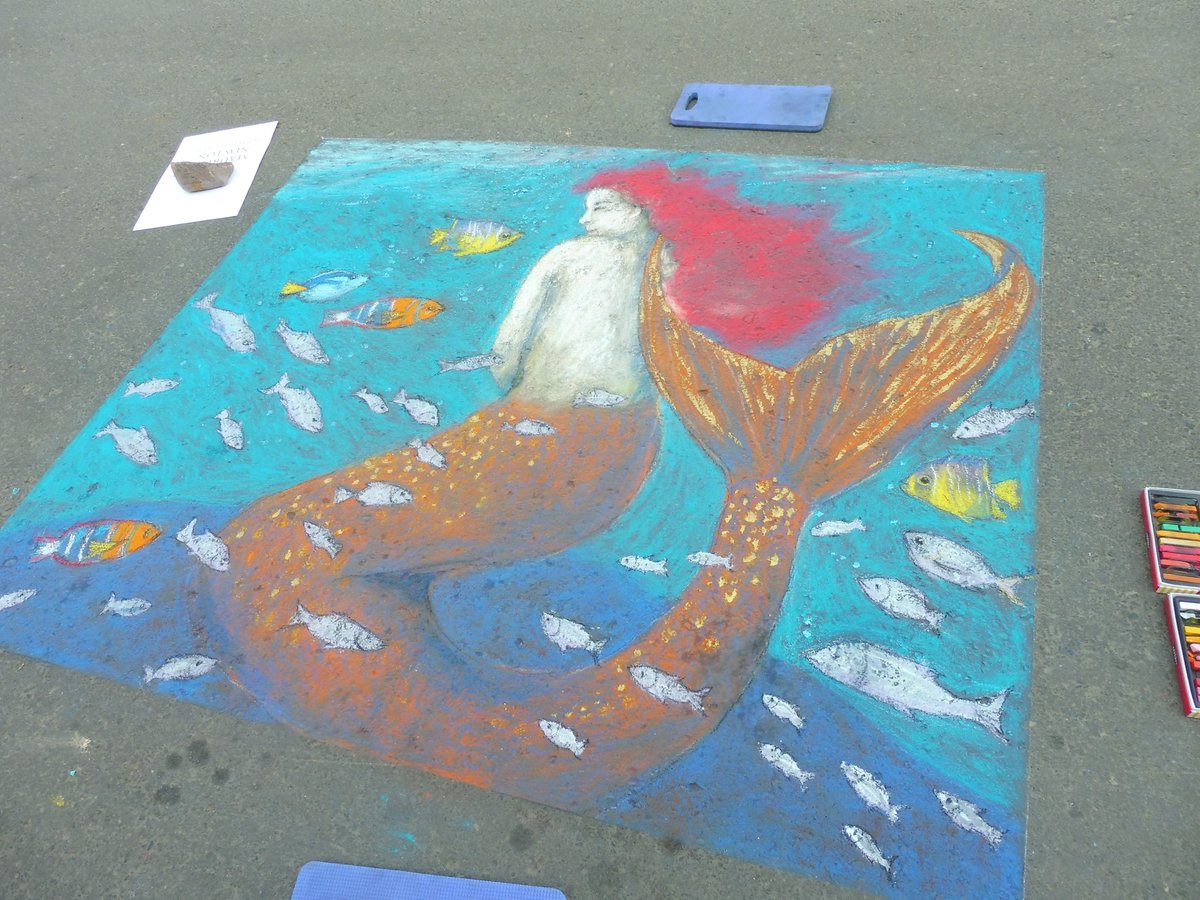 Inspireart1's tweet photo. Mermaid almost finished!! Drop by 2nd Street for @DowntownCCDA #chalkartfestival! @InspireCafe1 open til 3pm. #medhat https://t.co/zdNjHio6kO