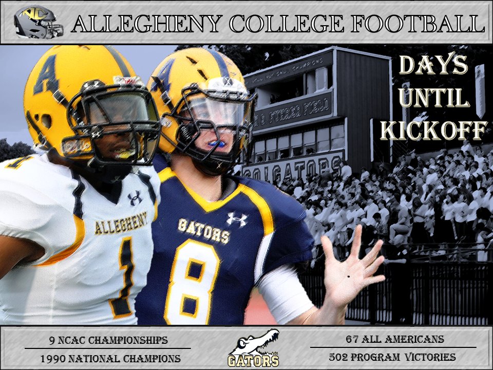 AlleghenyFB's tweet photo. #Countdown2KO continues - Just 18 days until the #2017 season kicksoff https://t.co/yL3mOpp3i8
