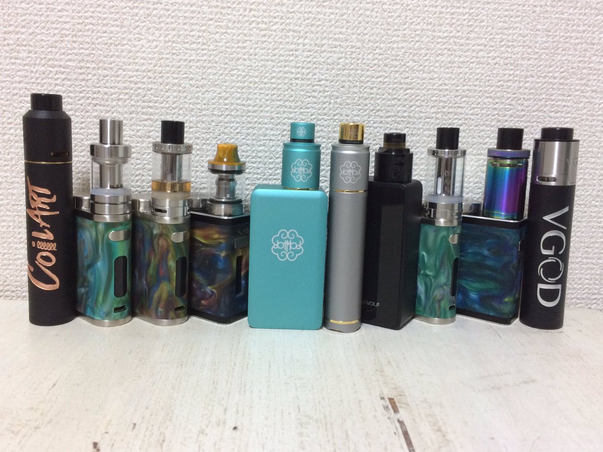 bigzou's tweet photo. 今持ってる全て!
全て購入した物ではないけど…
プレゼントあるし…
お下がりもある…
#dotmod #coilart #eleaf #resin #funky60wtc #vgod #snowwolf200wplus https://t.co/wZaDKLACNG