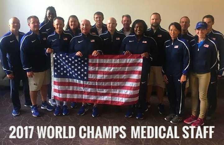atrainer911's tweet photo. On this final night of @usatf #London2017, I want to thank my wonderful medical staff, for a Job well Done! Let's get more 🥇Tonight! https://t.co/NK4FzxISIa
