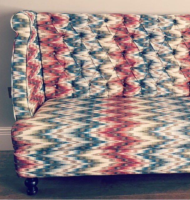 HelloTeyssier's tweet image. A beautiful #sofa by @StudioDuggan using our #Hawkeswood #fabric in colourway #Madder - we love it!