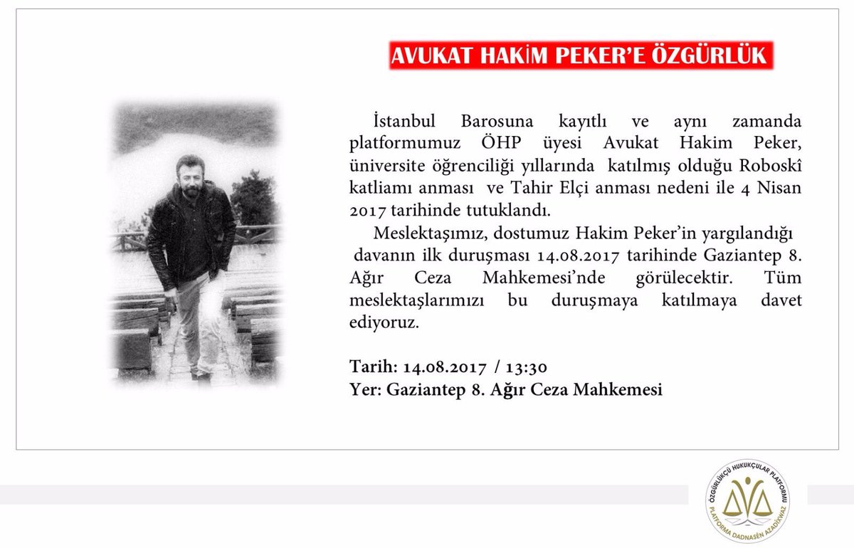ohdgenelmerkez's tweet photo. #AvukatHakimPekereÖzgürlük https://t.co/FTrhuKaqy8