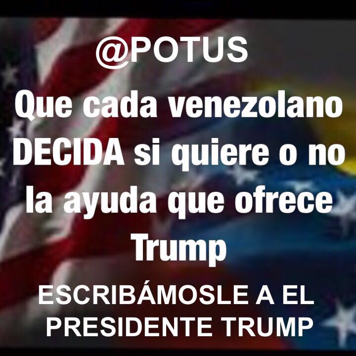 Si crees que #Venezuela necesita ayuda militar URGENTE RT⚠️LEVANTA TU VOZ para que <a href="/POTUS/">President Donald J. Trump</a> <a href="/realDonaldTrump/">Donald J. Trump</a> sepa! #SOSVenezuela #13ago #14ago