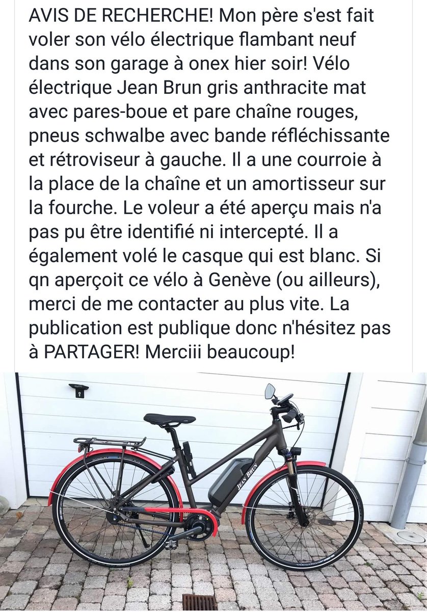 d_jul's tweet photo. Vélo volé hier à Genève merci de RT https://t.co/fFDLkznXwC