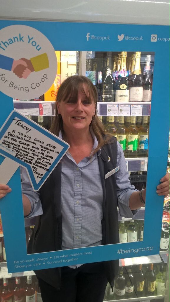So proud to have Tracey as part of my team , a truly fantastic colleague always going that extra mile . #beingcoop