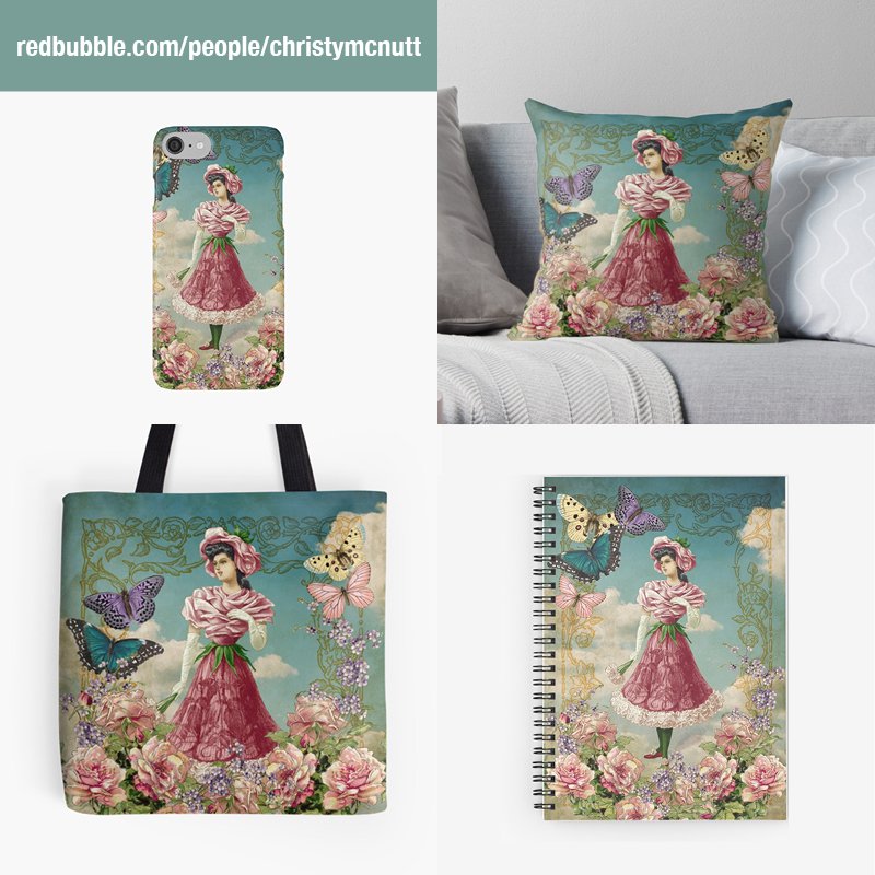 art_nutt's tweet photo. #vintage #digital #collage of #woman in a #rose #dress from #antique 1908 newspaper &amp; had to color her. #redbubble https://t.co/ogRz9wPRxJ https://t.co/0BNVy5MSle