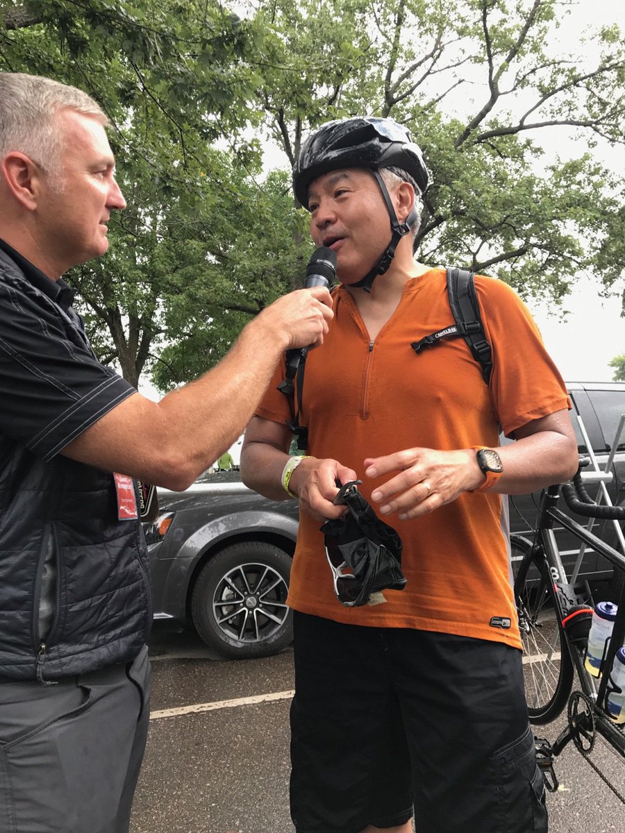 UMNCancer's tweet photo. And that's a wrap on #chainbreaker17! Here's Dr. Douglas Yee, @UMN_Cancer Director, talking about his ride before enjoying @DAmico_Catering! https://t.co/bgcCttp9m8