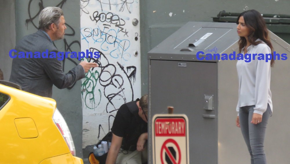 #Supergirl filming scenes earlier this month with Floriana Lima and guest star Carlos Bernard in Vancouver