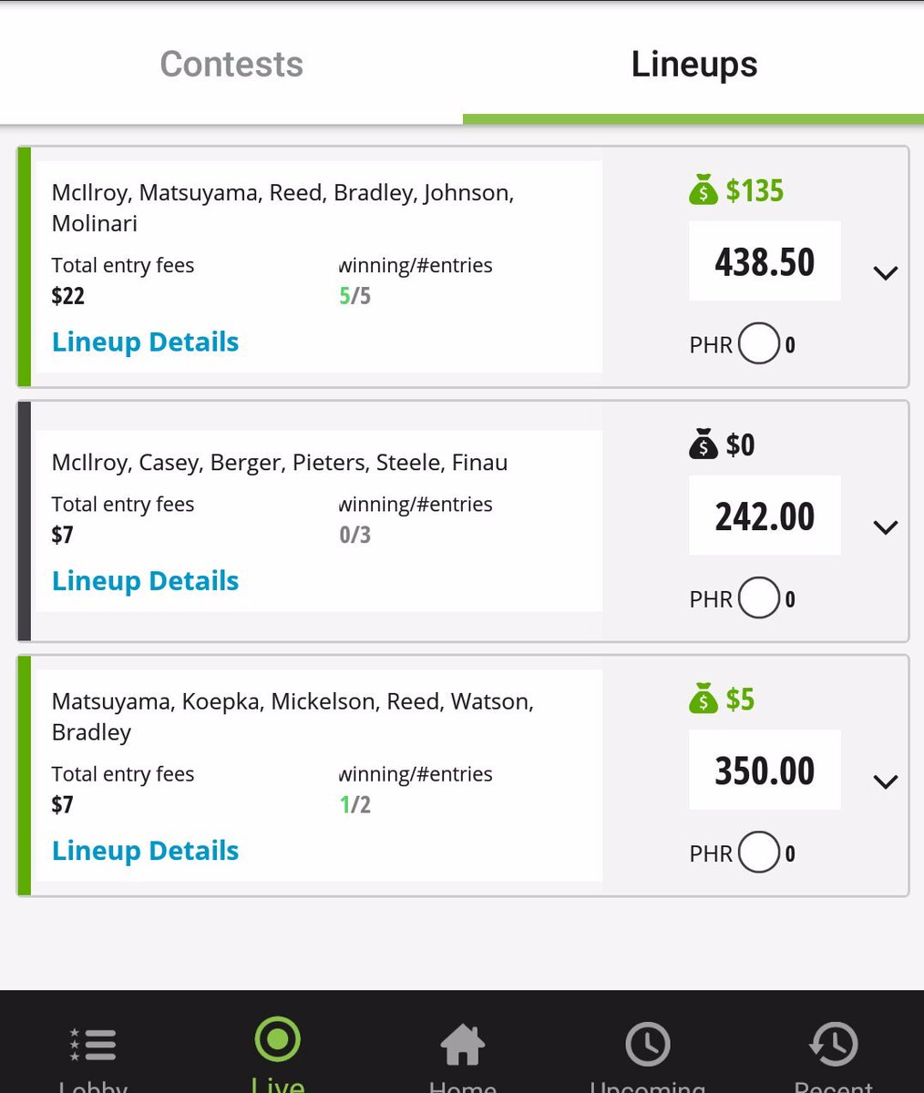 Little_Buck's tweet photo. @An1Fantasy Golf advice was spot on #DFS #Golf https://t.co/6cWaNVmL0o
