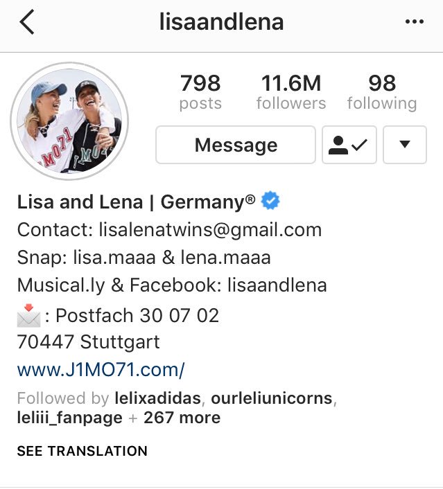 Congratulations on 11.6 million☑️😳 everyday your growing its hard to believe I might not be here at 12 million. <a href="/lisaandlena/">Lisa&Lena</a>