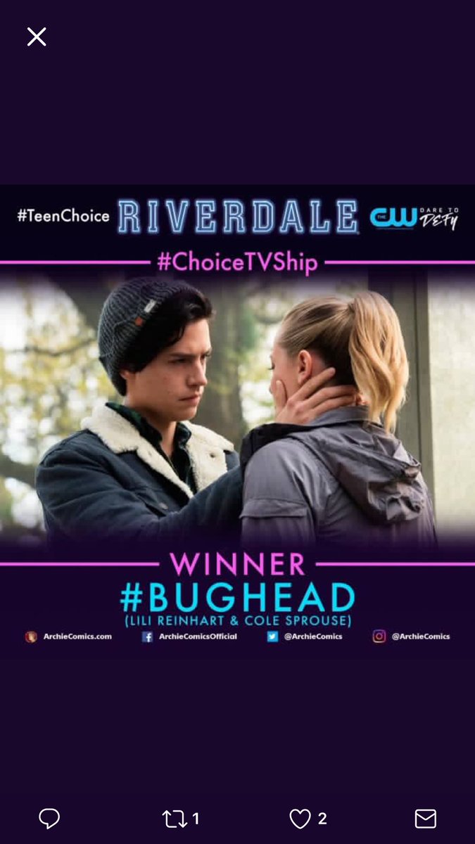 BugheadUpdates's tweet image. (Photos) Lili,Cole, and Bughead, won their categories tonight along with the rest of the cast winning a total of 7 awards!
