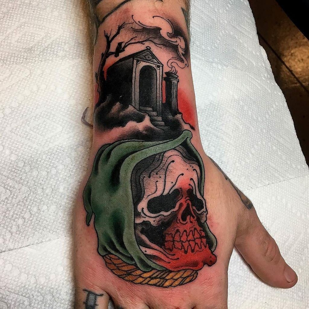 Hooded Death by @the_hyena at The Torchbearer in Providence, Rhode Island. #graveyard #deathsdoor #skull #hoodedde… ift.tt/2wHvFvx