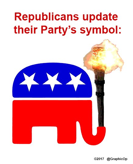 GraphicOp's tweet photo. #Republicans update their Party's symbol. #Charolettesville #racism #HateHasNoHomeHere #TrumpBreedsHate #Resist #Resistance #resisthate https://t.co/2zIy8elJVv