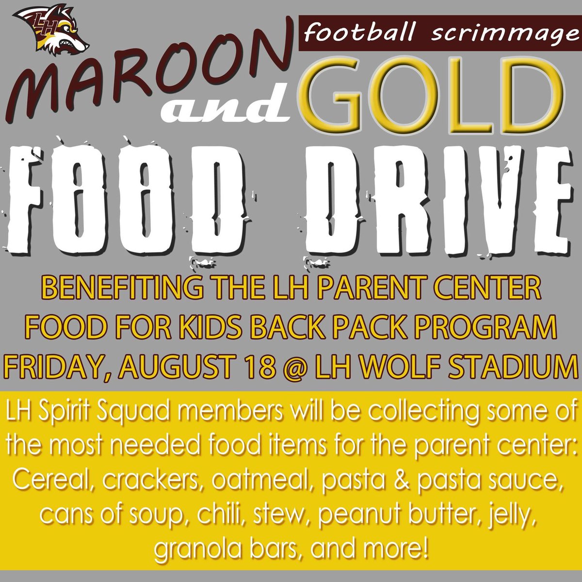 LHSD_WOLVES's tweet photo. Food drive Friday! #WolvesHelpingWolves #LHWolfNation https://t.co/6sbTmweU1b