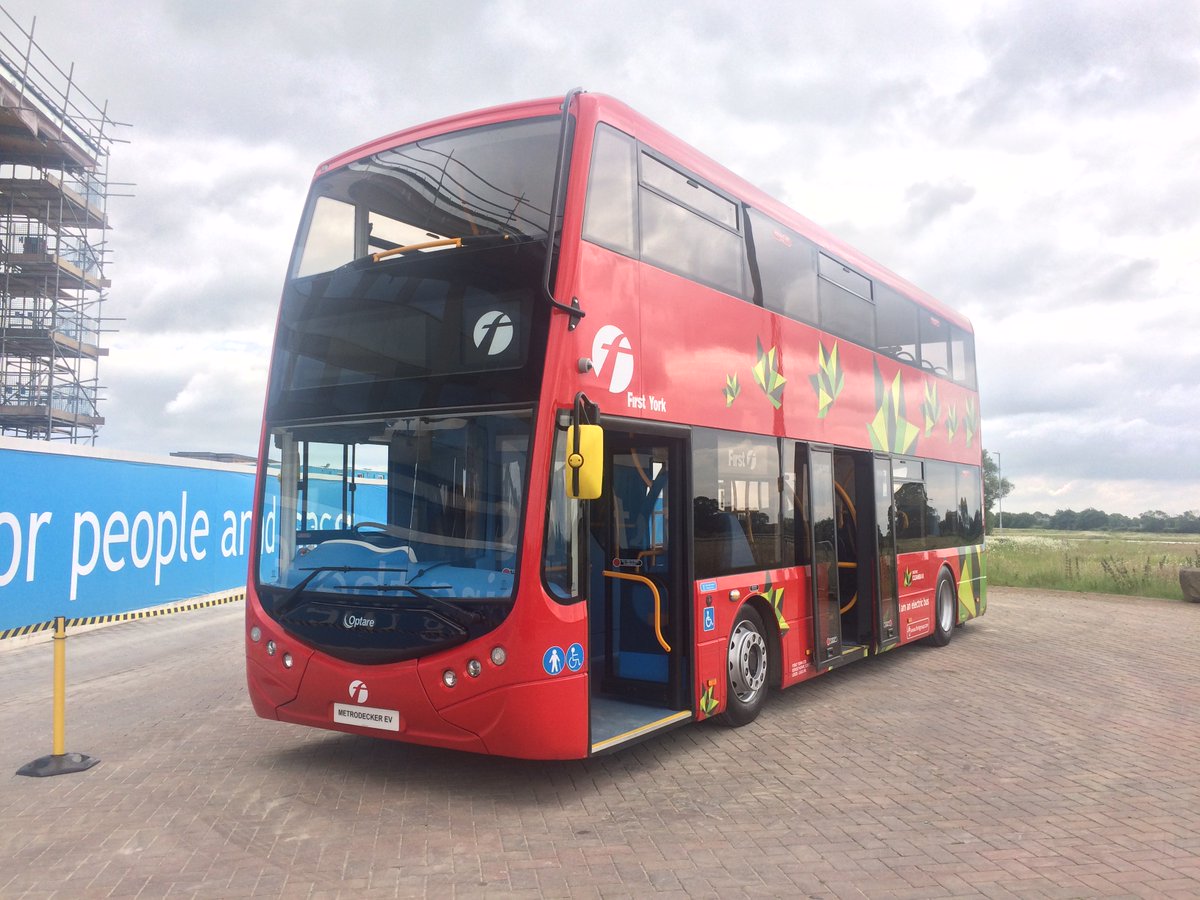 BBCLookNorth's tweet photo. York will become the first city in the UK, outside of London, to trial an electric double decker bus. https://t.co/bxnvLBcGb6