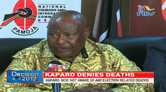 Kaparo denies deaths: Kaparo says NCIC is not aware of any election related deaths #Decision2017 <a href="/DebarlInea/">Debarl Inea</a>