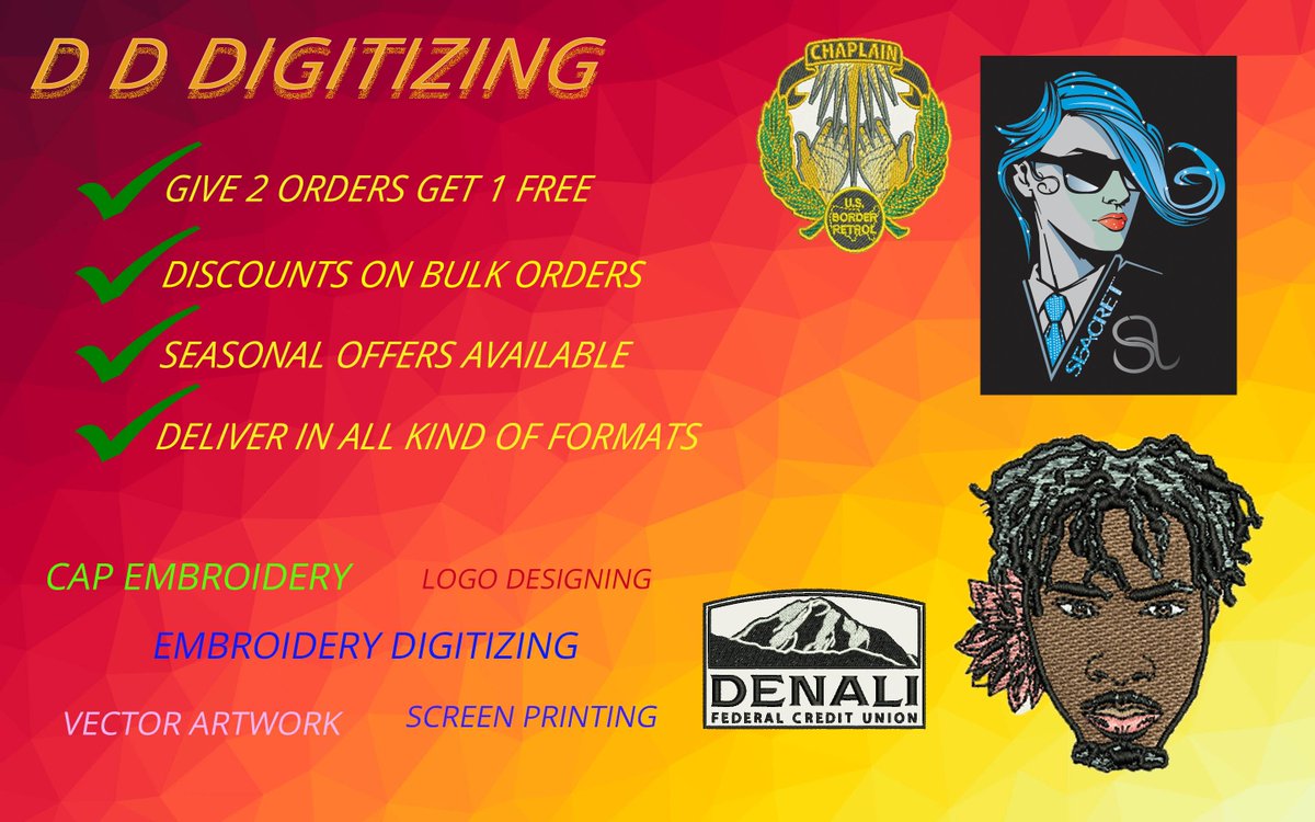 dddigitizing5's tweet image. Exciting Offers and Discounts!!!
 
 Don&apos;t miss the chance. Enjoy our Seasonal Discounts and get your work done within 24 hrs