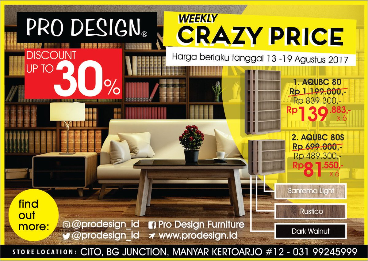 Pro Design Furniture On Twitter Up To 30 Weekly Crazy Prize Promo Rak Buku Pro Design Beli Yuk