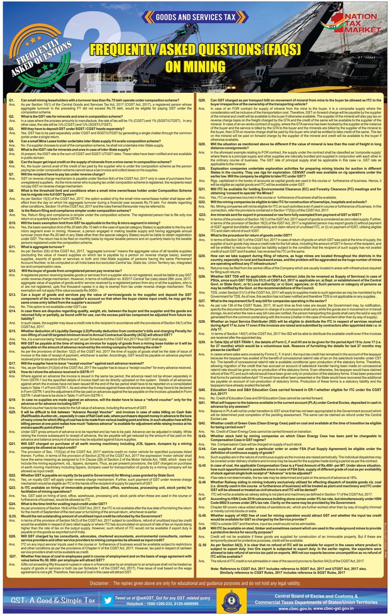 MIB_India's tweet image. FAQs on #Mining
#GSTSimplified #GSTForCommonMan