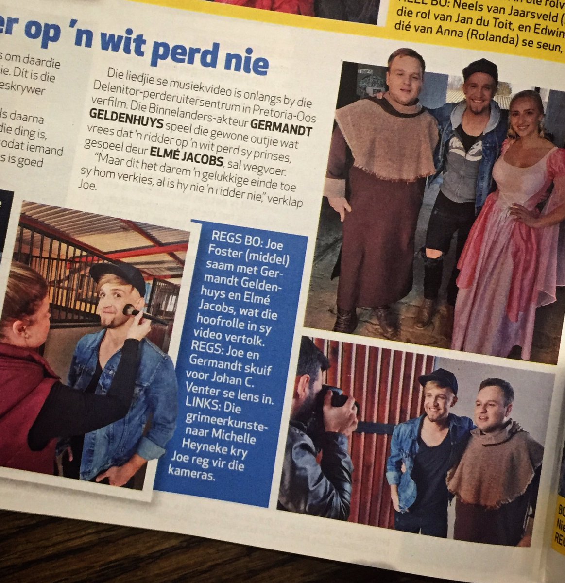 JoeFosterWorld's tweet image. Sien uit om die video vir julle te wys! Amper op die kassie en die tube!! Kry die @huisgenoot vir volle stuk! #ridder #musiekvideo