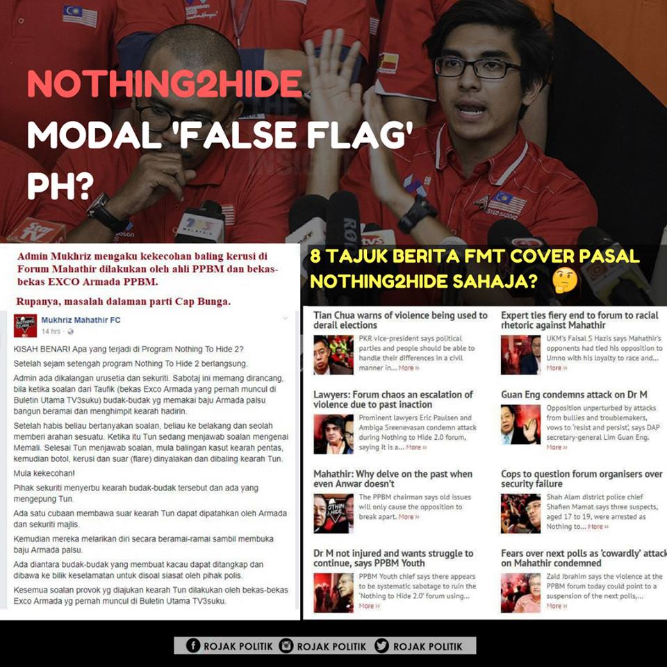 thetictalk's tweet photo. Tipikal 'False Flag' yg sangat 'bias',Mengapa orang UMNO perlu bersusah payah utk menghadirkan diri dlm forum #Everything2Hide 'Top dog' PH? https://t.co/P4TDlpv9x2