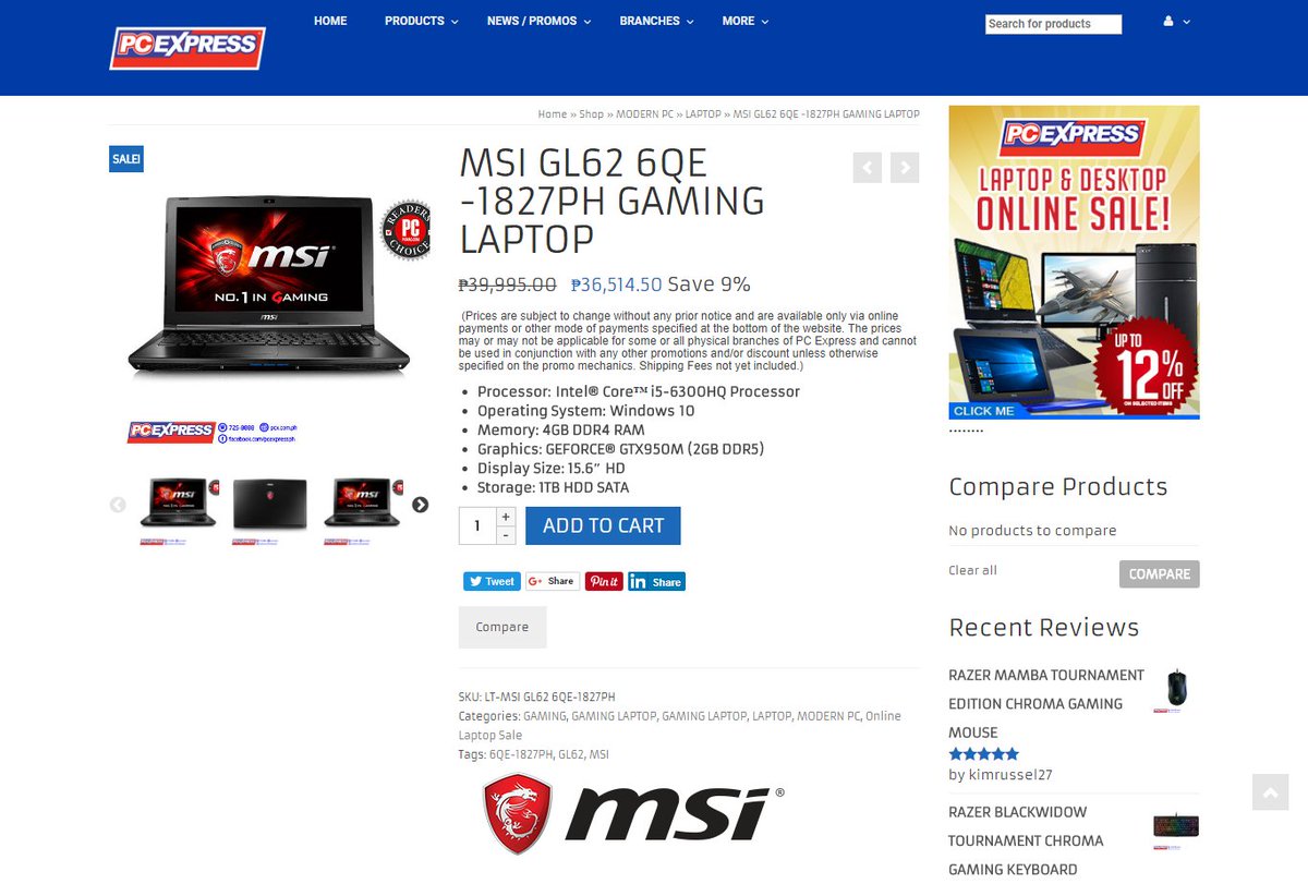 PCExpressPH's tweet image. Trending Item!!!
MSI GL62 6QE -1827PH GAMING LAPTOP
pcx.com.ph/product/msi-gl…