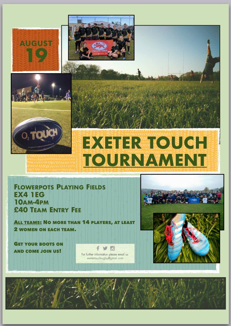 WE ARE HOSTING A TOURNAMENT! When: SAT 19th Aug. Where: Flowerpots. Cost: £40per team! Get your boots on and come play with us 🙌🏽🏈@O2touch