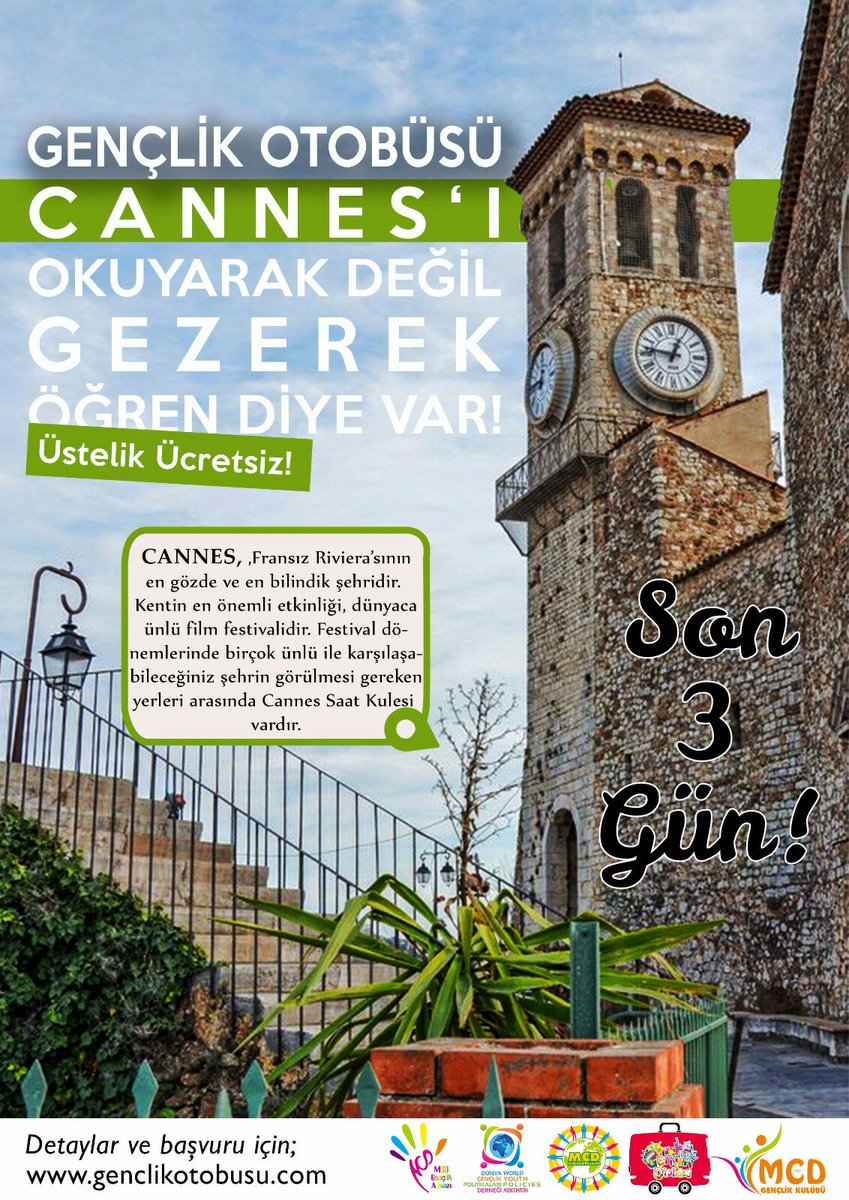 #Gençlikotobüsü8 Avrupa'yı karış karış gezmeye Son 3 gün 🌏🚌 #Cannes  #İtalya #Mcd #GençlikOtobüsü #Gençkart #Roma #Amsterdam #Paris #Nice