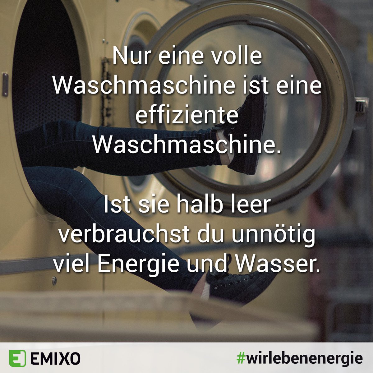 EmixoEnergie's tweet image. Nur eine volle #Waschmaschine ist eine effiziente Waschmaschine. Ist sie halb leer verbrauchst du unnötig viel #Energie und #Wasser.