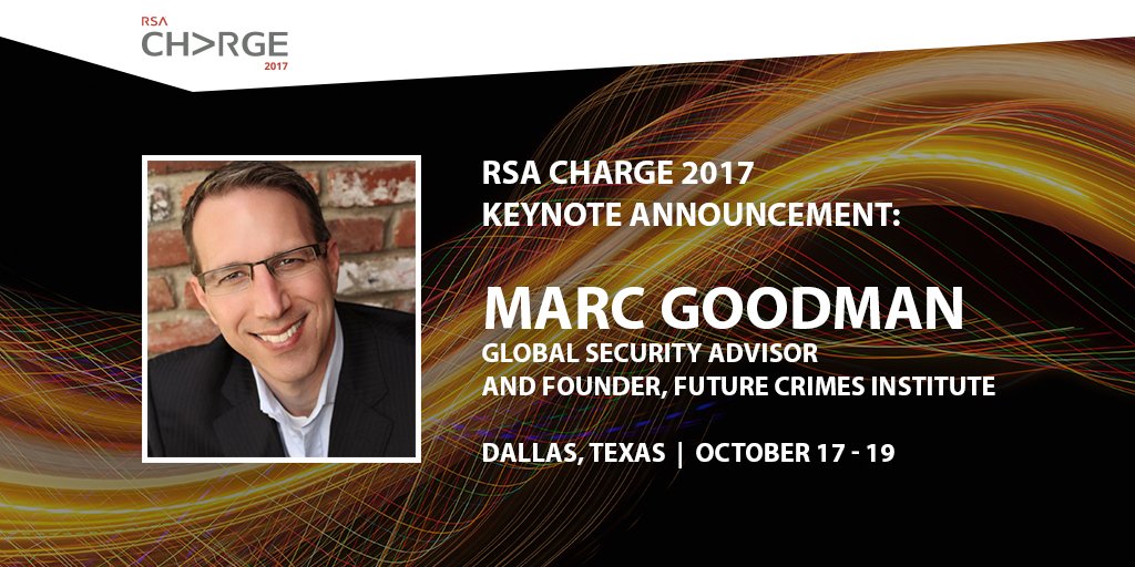 RSAsecurity's tweet photo. Keynote Announcement: @FutureCrimes to present at #RSACharge in Dallas this October. Register today: https://t.co/qUPziyWTTj https://t.co/mTKE6nKysr