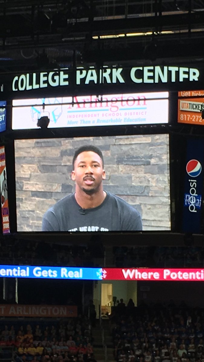 kbsowell's tweet photo. Welcome back message from #1 NFL draft pick and @MartinHigh grad @MylesLGarrett. @ArlingtonISD #wherepotentialgetsreal https://t.co/f7tQ28KUPT