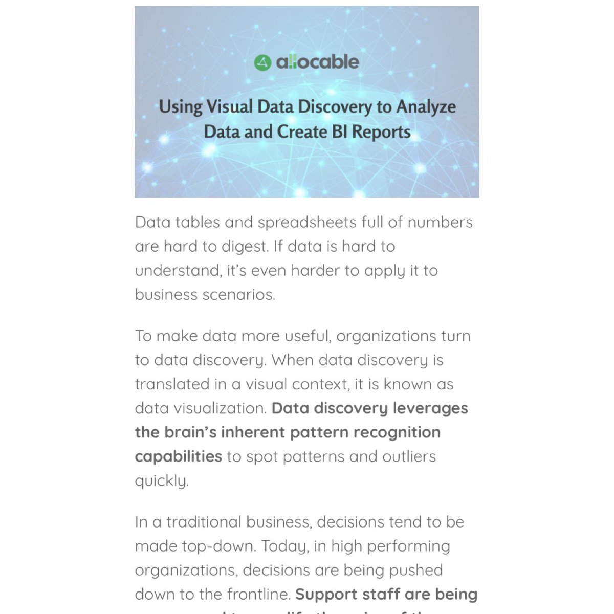 getallocable's tweet image. Data making your head spin? Learn how visual data discovery could make data simple in this blog post.
ow.ly/oTde30e9kMg