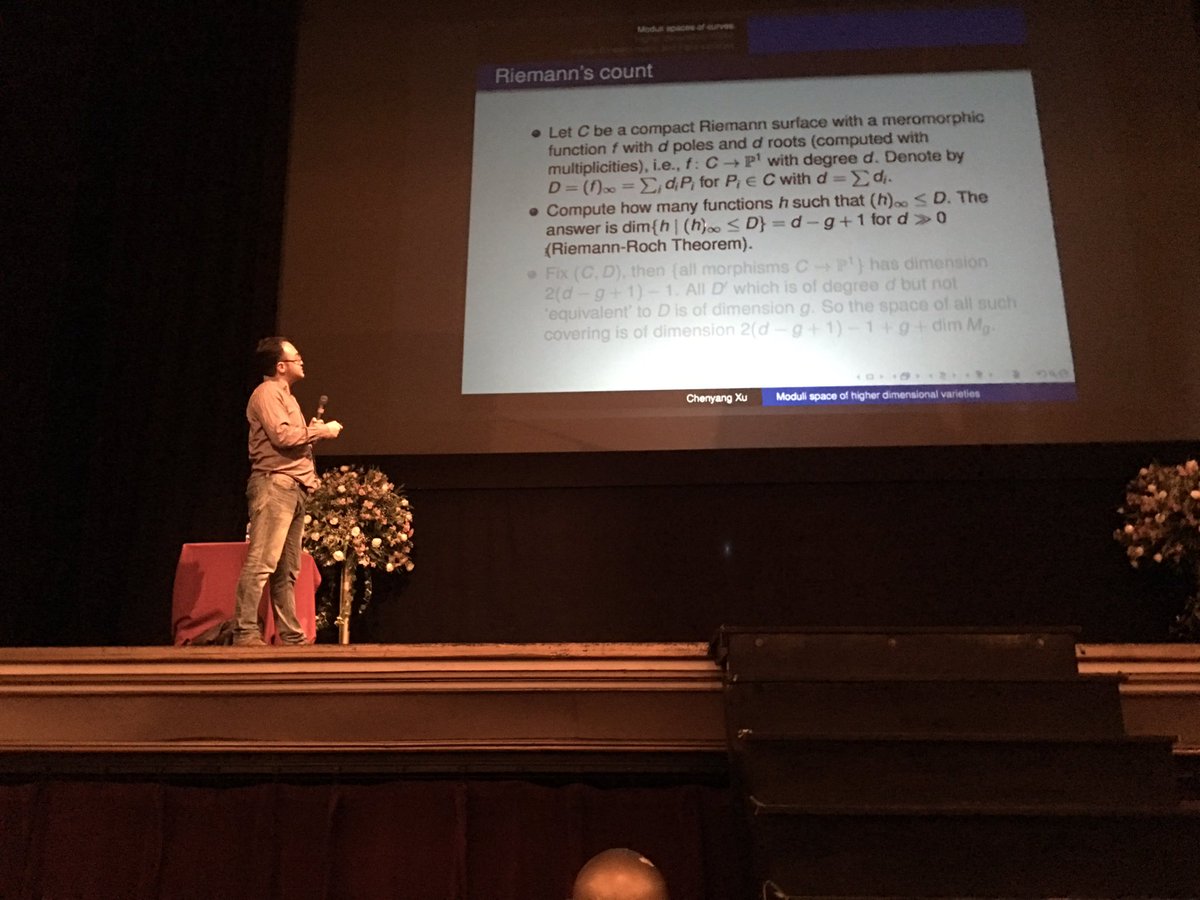 colliand's tweet photo. Chenyang Xu of BICMR lecturing on "Moduli space of higher dimensional varieties" at #PRIMA2017 in Oaxaca. https://t.co/aQLcx0vNXT